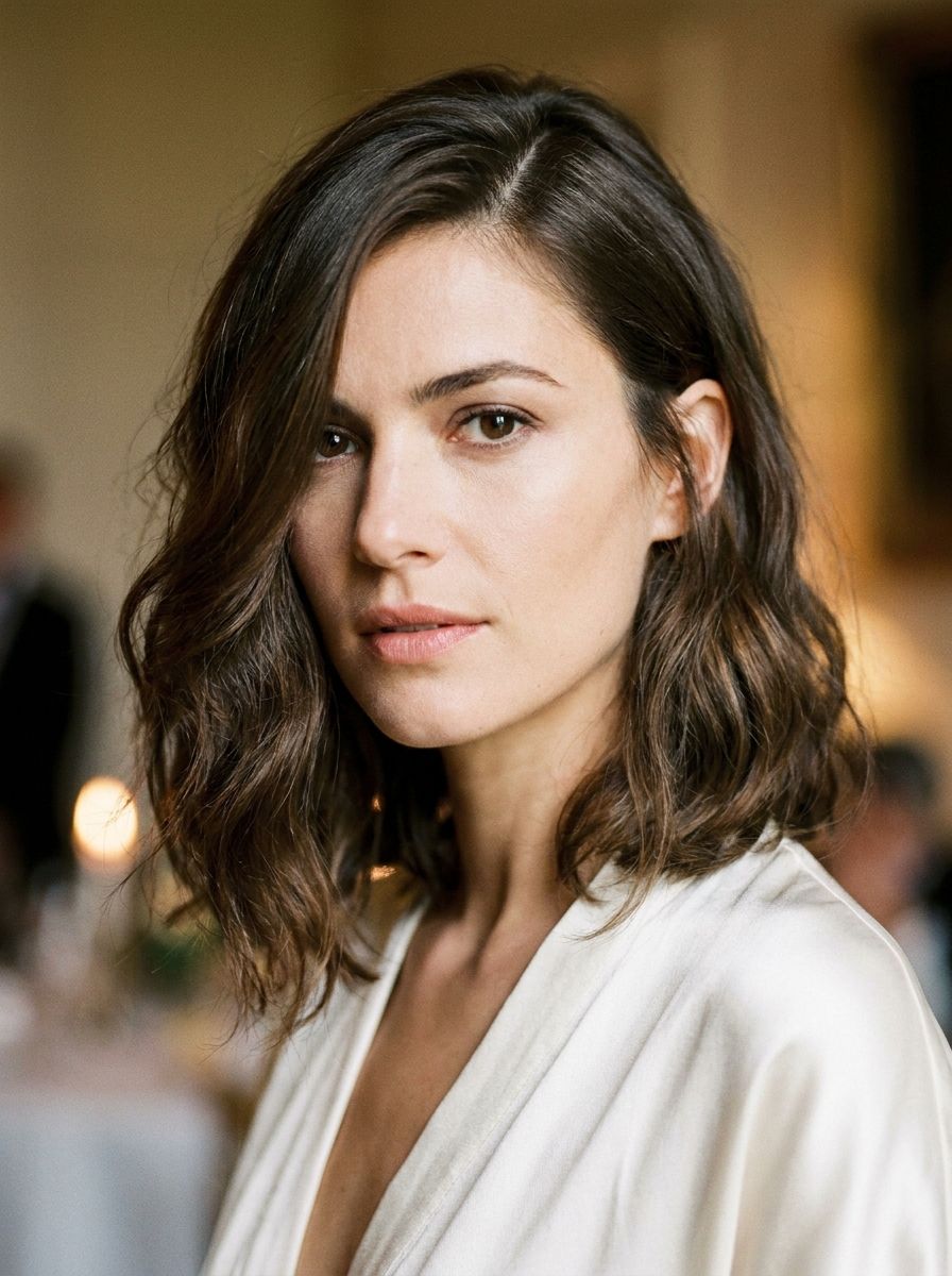 Long Bob mit tiefem Seitenscheitel und Soft Waves - Long Bob Frisuren Hochzeit